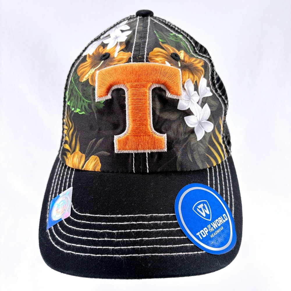 UT Tennessee Volunteers Vols Black Floral Snapback Trucker Hat